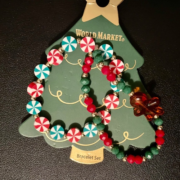 NWT WORLD MARKET CHRISTMAS NECKLACE BRACELETS HAIR HEADBAND LOT - Picture 3 of 5